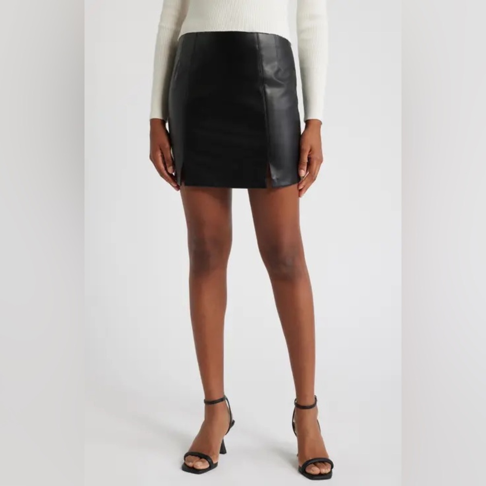 Faux Leather Mini Skirt in Black by Privy Size Small New